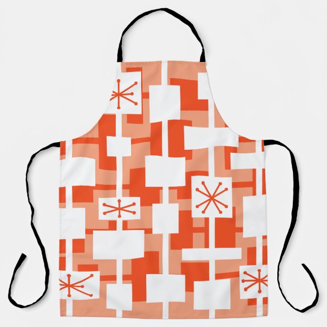 Mid Century Modern Geometric Peach Apron (Front)