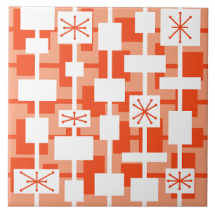 Mid Century Modern Geometric Peach Ceramic Tile