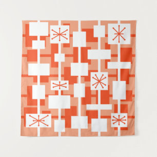 Mid Century Modern Geometric Peach Tapestry