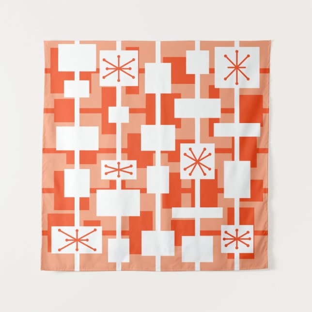 Mid Century Modern Geometric Peach Tapestry (Front)