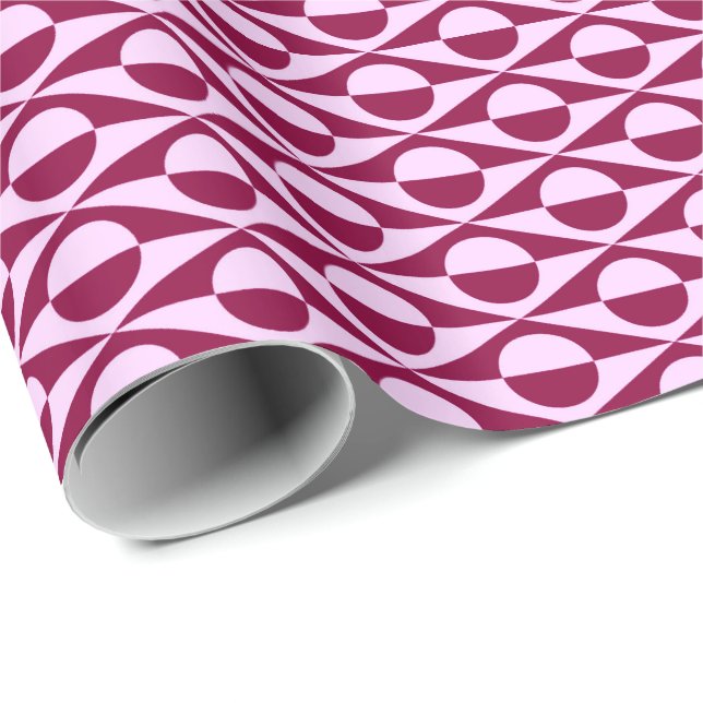 Mid-Century Modern geometric, pink and burgundy Wrapping Paper (Roll Corner)