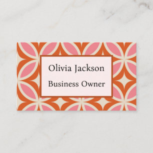 Mid century modern geometric pink orange Custom Business Card