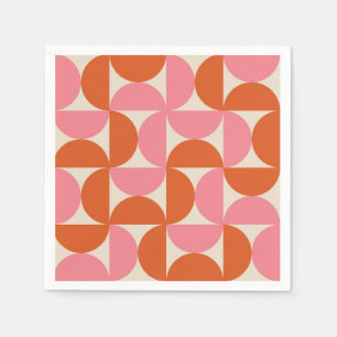 Mid century modern geometric pink orange pattern   napkin