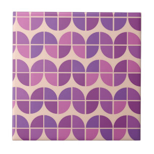 Mid Century Modern Geometric Pink Purple  Ceramic Tile