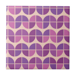 Mid Century Modern Geometric Purple Pattern  Ceramic Tile