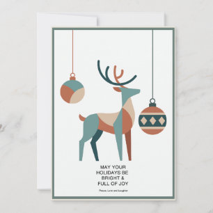 Mid Century Modern Geometric Reindeer Flat Holiday Card