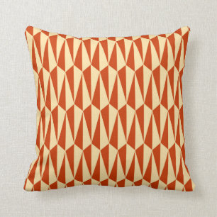 Mid-Century Modern geometric, shades of orange Cushion