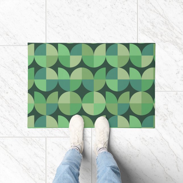 Mid Century Modern Geometric Shapes Green  Doormat (Indoor)