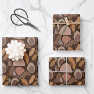 Mid Century Modern Geometric Shapes Wrapping Paper Sheet
