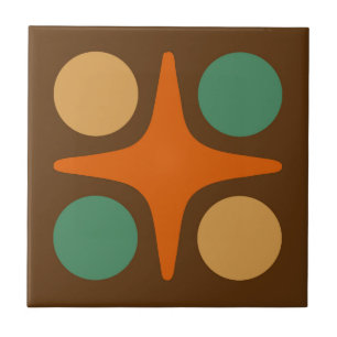 Mid Century Modern Geometric Starburst Design Ceramic Tile