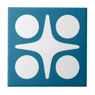 Mid Century Modern Geometric Starburst Design Ceramic Tile