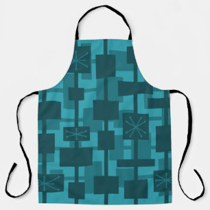 Mid Century Modern Geometric Teal Apron