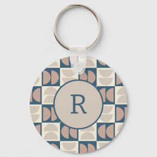 Mid century modern geometric Wireless Charger Key Ring