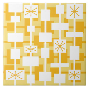 Mid Century Modern Geometric Yellow Ceramic Tile
