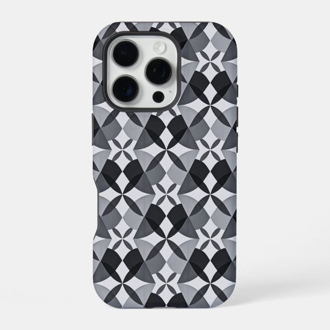 Mid-Century Modern Geometrics Black iPhone Case (Back)