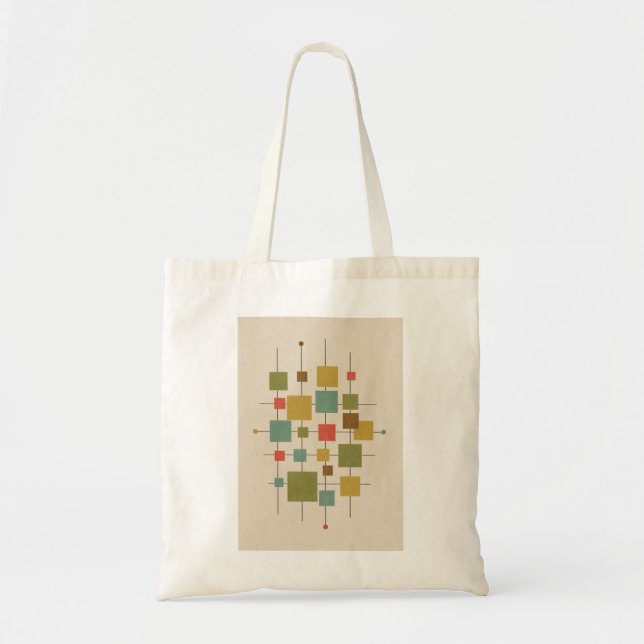 Mid-Century Modern Geometry Squares on a line Tote Bag (Front)