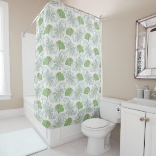 Mid Century Modern Ginkgo  Shower Curtain