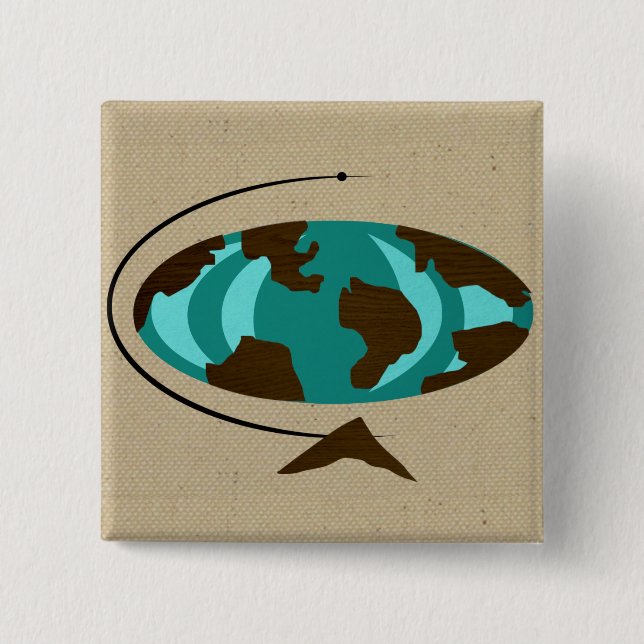 Mid Century Modern Globe Art Button (Front)