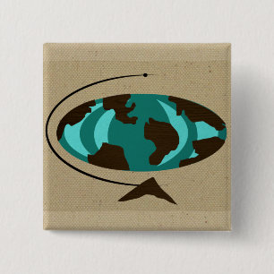 Mid Century Modern Globe Art Button
