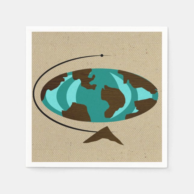 Mid Century Modern Globe Art Disposable Napkins (Front)