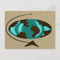 Mid Century Modern Globe Art Postcard