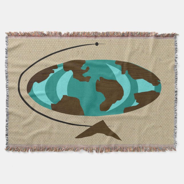 Mid Century Modern Globe Art Throw Blanket (Front)
