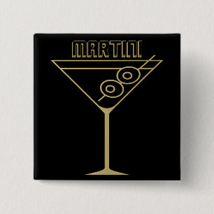 Mid Century Modern Gold 2 Olive Martini 15 Cm Square Badge