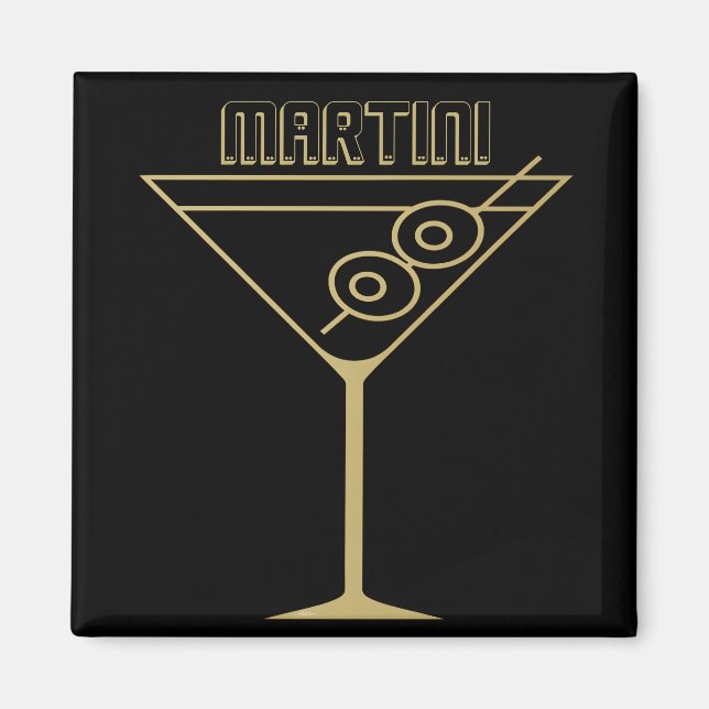 Mid Century Modern Gold 2 Olive Martini Magnet (Front)