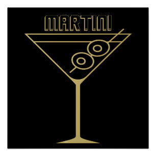 Mid Century Modern Gold 2 Olive Martini Poster