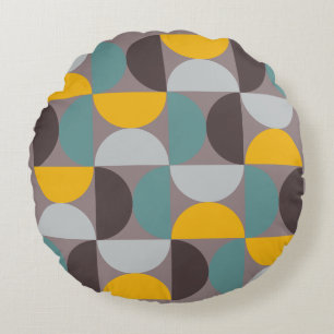 Mid-Century Modern Gold Moon Horizon Round Cushion