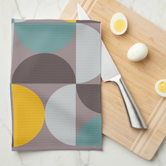 Mid-Century Modern Gold Moon Horizon   Tea Towel (Quarter Fold)