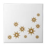 Mid-Century Modern Gold Starburst Design Ceramic Tile<br><div class="desc">Mid-century modern inspired design featuring vintage retro gold starbursts in an organic design on a white background. Simple,  clean modern design.</div>