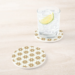 Mid-Century Modern Gold Starburst Pattern Beverage Coaster