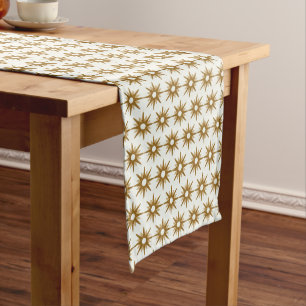 Mid-Century Modern Gold Starburst Pattern Long Table Runner