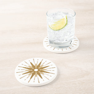 Mid-Century Modern Gold Starburst Round Coaster