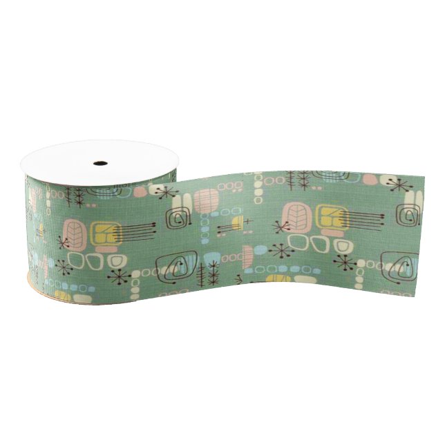 Mid Century Modern Graphic Design Ribbon Grosgrain Ribbon (Spool)