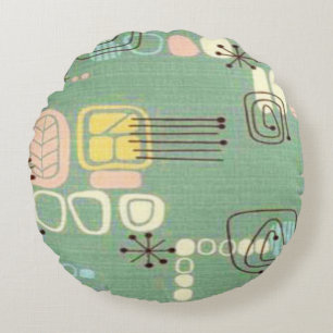 Mid Century Modern Graphic Design Round Pillow