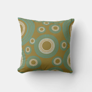 Mid Century Modern Green Circle Throw Pillow