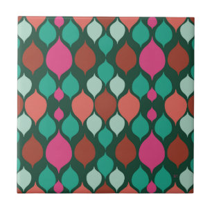 Mid Century Modern Green Geometric  Ceramic Tile
