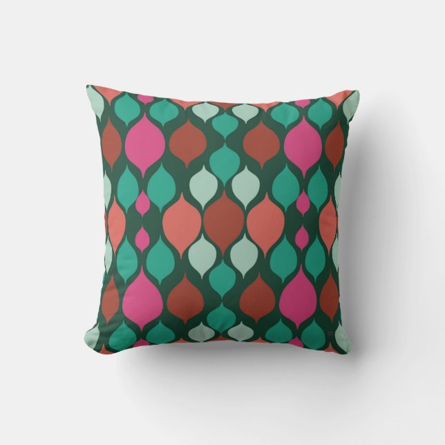 Mid Century Modern Green Geometric  Cushion (Front)