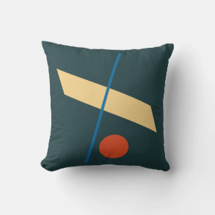 Mid Century Modern Green Geometric Shapes Cushion
