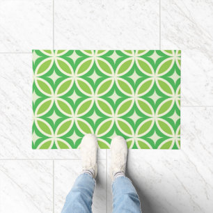 Mid Century Modern Green Starbursts on circles Doormat