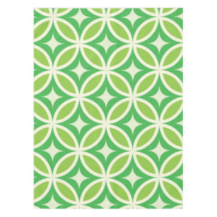 Mid Century Modern Green Starbursts on circles Tablecloth