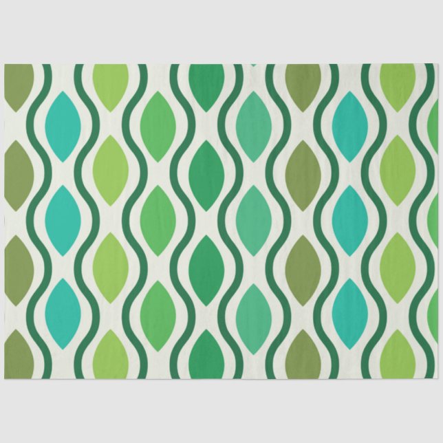 Mid Century Modern Green Teal Ogee pattern  Tissue Paper (Front)