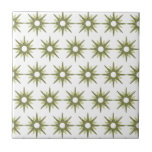 Mid-Century Modern Green & White Starburst Pattern Ceramic Tile<br><div class="desc">Mid-century modern inspired design featuring vintage pattern of retro green starbursts on a white background. Simple, clean modern design. Create your own custom pattern by uploading a new image, or use the "message" button to contact the designer for help. To create your own patterned design: 1. Select personalise this template....</div>