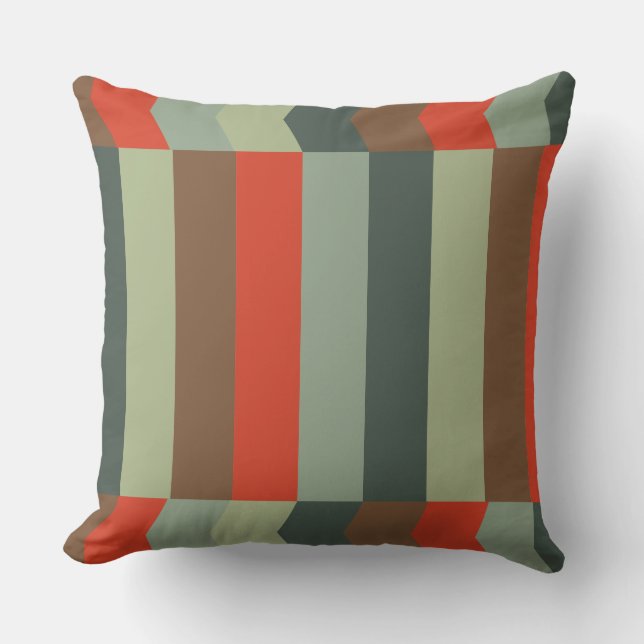 Mid-Century Modern Greens and orange  Cushion (Front)