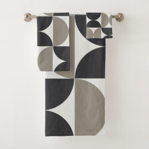 Mid-Century Modern Grey and Gunmetal   Bath Towel Set