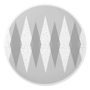 Mid Century Modern Grey Argyle Ceramic Knob