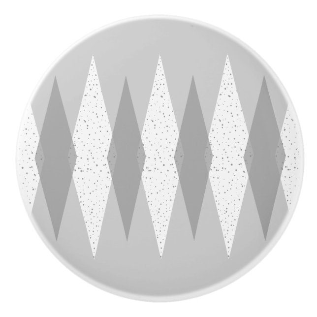 Mid Century Modern Grey Argyle Ceramic Knob (Front)