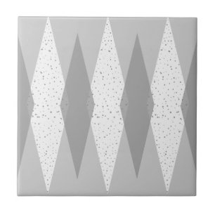 Mid Century Modern Grey Argyle Ceramic Tile